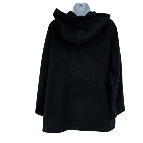 Quacker Factory Black Zip-Up Hooded Fleece Jacket Rhinestone Zipper Pull Sz L - Picture 5 of 9